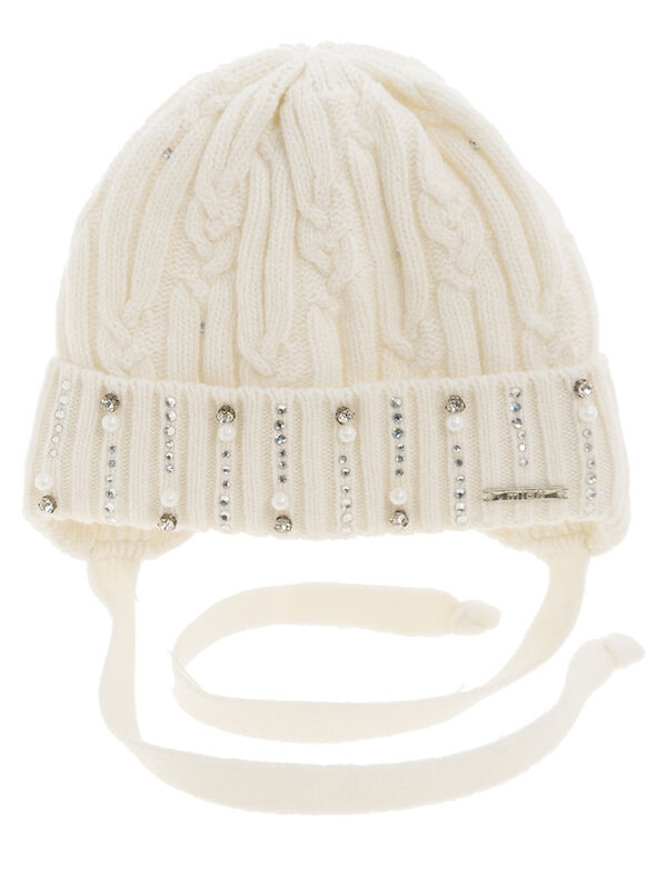 Шапка для девочки Мерцание kids-1, Миалт белый, зима - Шапочки на завязках