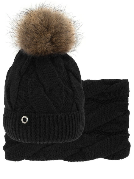 Комплект для девочки Брауни комплект, Миалт черный, зима - Комплекты: шапка и шарф