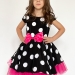 Платье для девочки нарядное БУШОН ST44, стиляги, цвет черный, принт крупный горох
