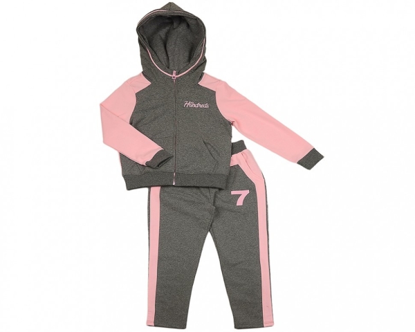 Спортивный костюм для девочек Fifteen, модель 2193, цвет серый/розовый - Костюмы спортивные