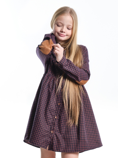Платье для девочек Mini Maxi, модель 7863, цвет синий/красный/клетка - Платья для девочек с длинным рукавом