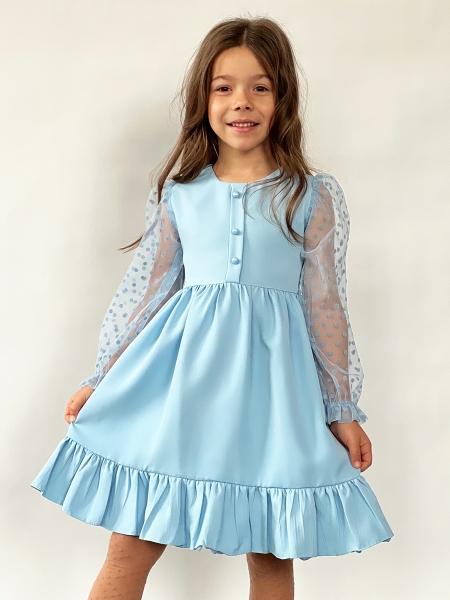 Платье для девочки нарядное БУШОН ST52, цвет голубой - Платья коктельные / вечерние