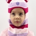 Шапка-шлем для девочки зима, скб сирень+малина+св.розовый помпон