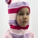 Шапка-шлем для девочки зима, скб сирень+малина+св.розовый помпон
