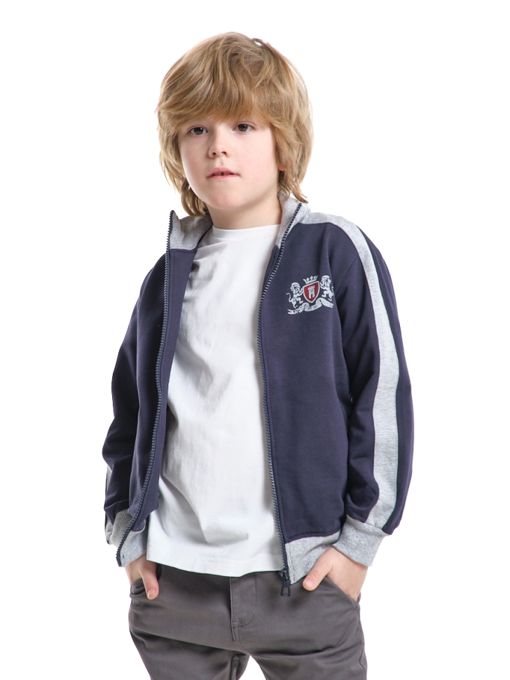 Джемпер для мальчиков Mini Maxi, модель 0675, цвет синий/серый - Куртки олимпийки для мальчиков