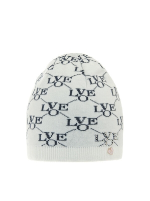 Шапка для девочки I Love You, Миалт белый/темно-синий, весна-осень