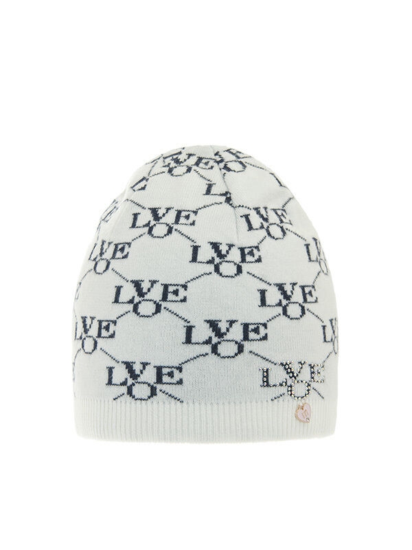 Шапка для девочки I Love You, Миалт белый/темно-синий, весна-осень - Для девочек весна-осень