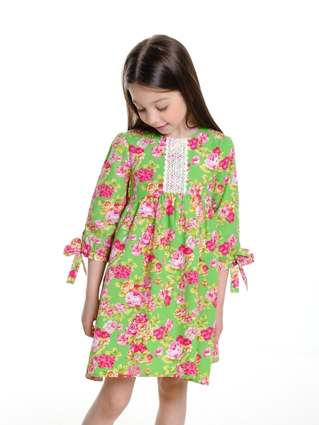 Платье для девочек Mini Maxi, модель 7586, цвет салатовый/мультиколор - Платья для девочек с длинным рукавом