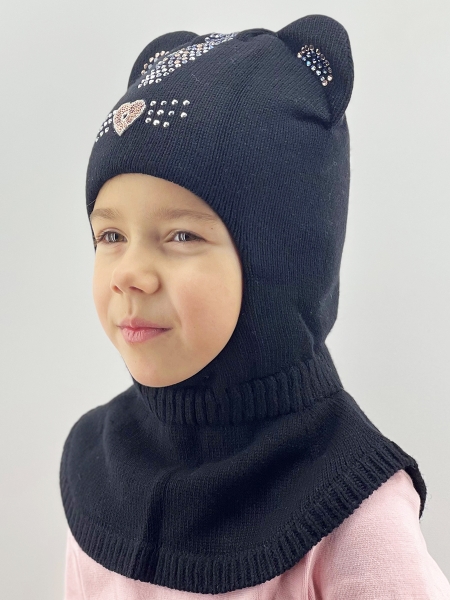 Шлем для девочки Чешира, Миалт черный, зима - Шапки-шлемы зима-осень