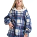 Худи для девочек Mini Maxi, модель 8046, цвет синий/клетка