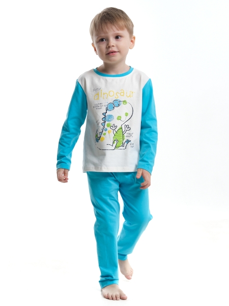 Комплект для мальчиков Mini Maxi, модель 1057, цвет белый/голубой - Пижамы для мальчиков