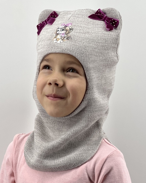 Шапка-шлем для девочки ЛИНЕЙ бежевый меланж - Шапки-шлемы зима-осень