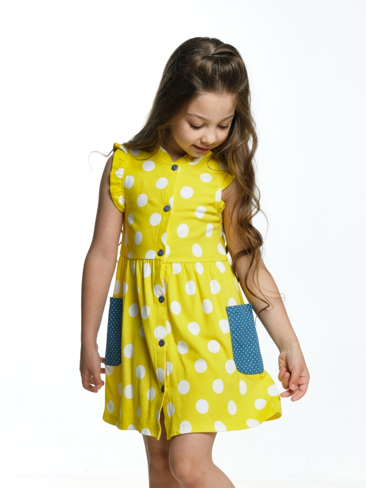Платье для девочек Mini Maxi, модель 2956, цвет желтый/мультиколор - Платья для девочек с коротким рукавом