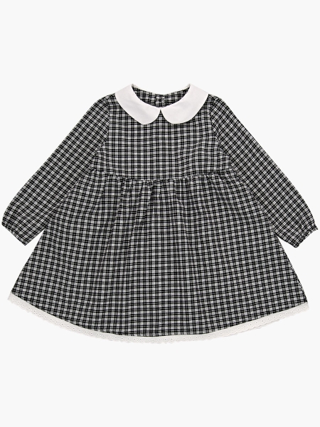 Платье для девочек Mini Maxi, модель 7784, цвет черный/белый/клетка - Платья для девочек с длинным рукавом