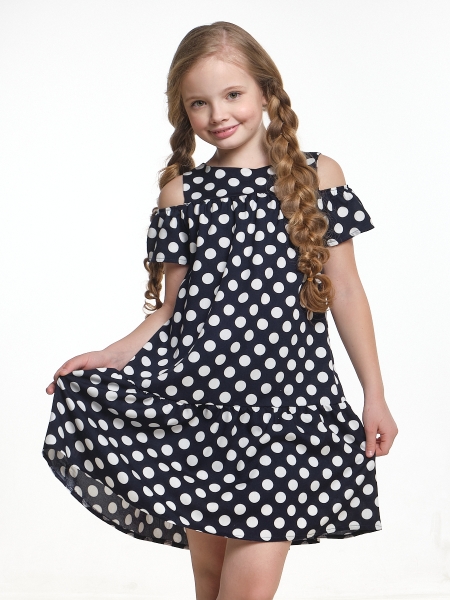 Платье для девочек Mini Maxi, модель 7180, цвет темно-синий/мультиколор - Платья для девочек с коротким рукавом