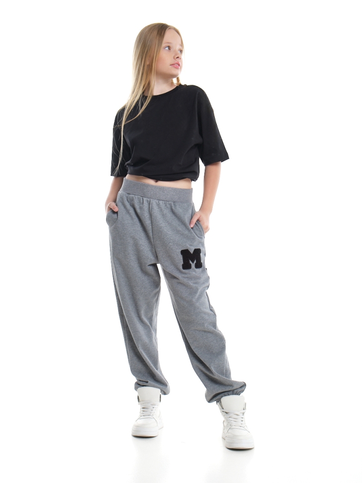 Брюки для девочек Mini Maxi, модель 7611, цвет серый/меланж - Брючки / джоггеры спортивные
