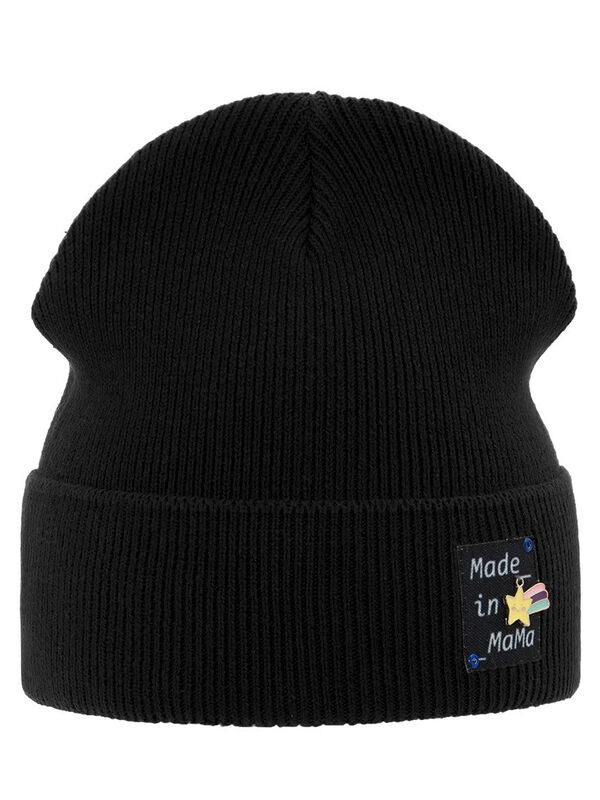 Шапка Made in mama, Миалт черный, весна-осень - Для девочек весна-осень