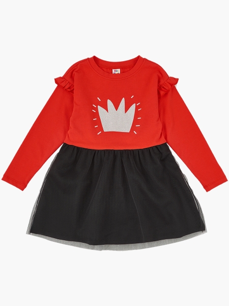 Платье для девочек Mini Maxi, модель 3898, цвет красный/черный - Платья для девочек с длинным рукавом