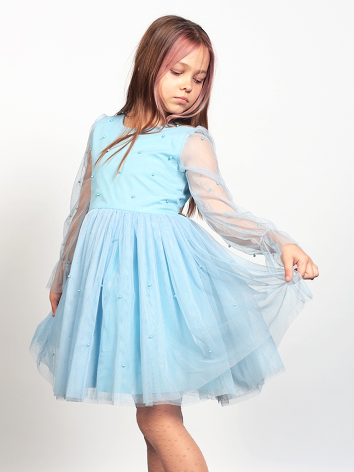 Платье для девочки нарядное БУШОН ST511, цвет голубой - Платья коктельные / вечерние