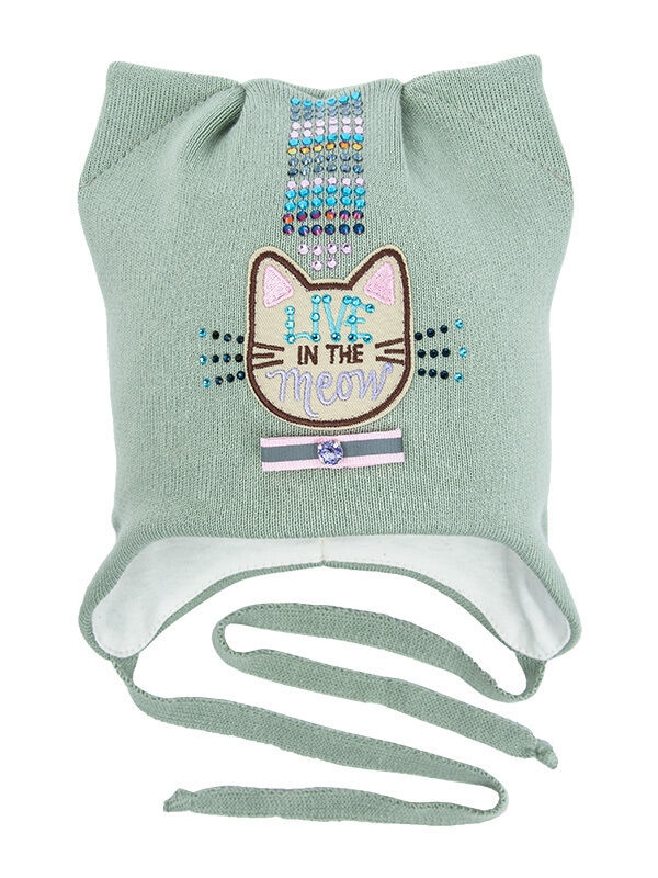 Шапка для девочки Ласка, Миалт светлая/олива, лето - Шапочки на завязках