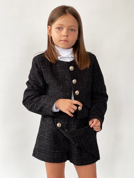 Костюм для девочки пиждак и юбка-шорты БУШОН SK80, цвет черный - Комплекты трикотажные