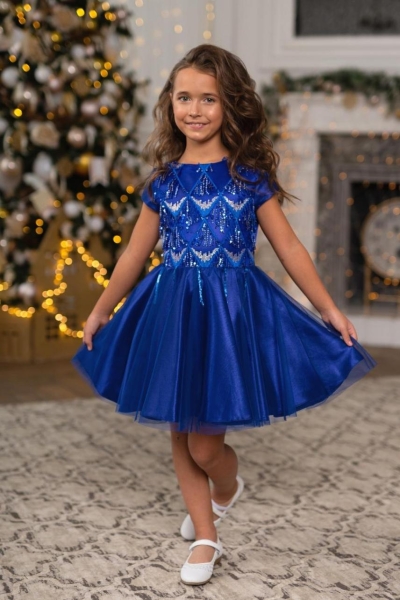 Платье нарядное для девочки Меринда Lila Style, василек - Платья праздничные / нарядные