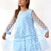 Платье для девочки нарядное БУШОН ST53, цвет голубой/белый горох