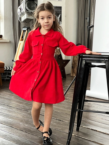 Платье для девочки школьное БУШОН ST73, цвет красный - Платья коктельные / вечерние