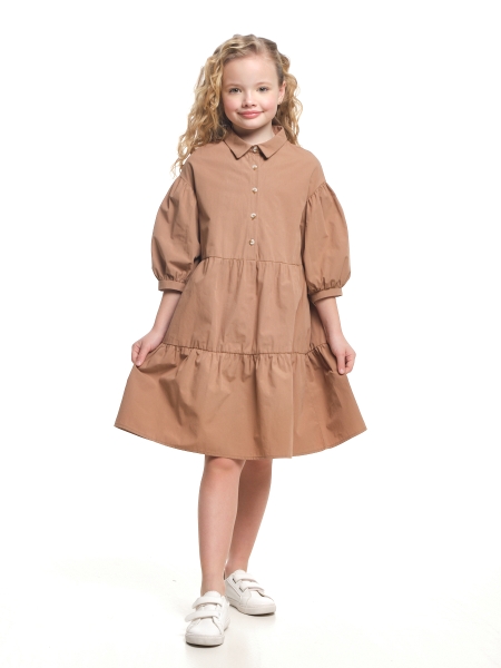 Платье для девочек Mini Maxi, модель 7458, цвет коричневый - Платья для девочек с рукавом 3/4