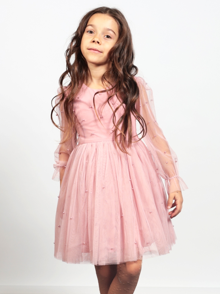 Платье для девочки нарядное БУШОН ST511, цвет пудровый - Платья коктельные / вечерние