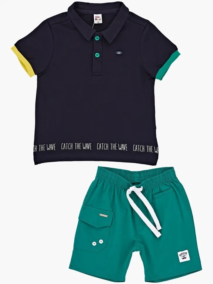 Комплект одежды для мальчиков Mini Maxi, модель 7171/7488, цвет синий/бирюзовый - Комплекты летние