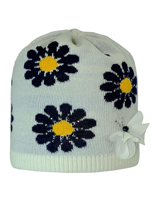 Шапка для девочки Ромашковое поле, Миалт белый, весна-осень