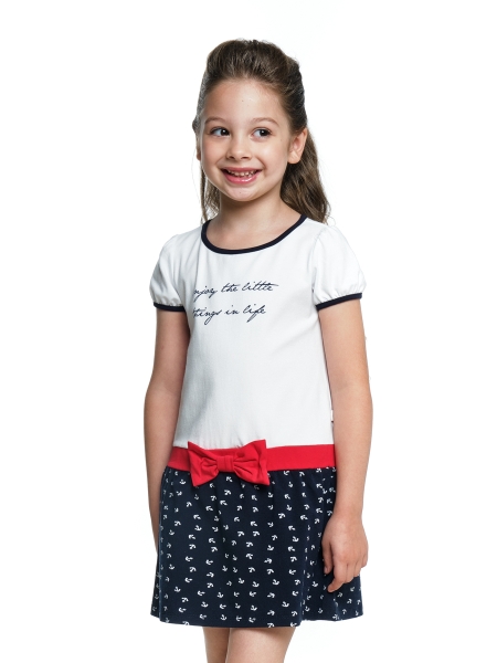 Платье для девочек Mini Maxi, модель 1330, цвет белый/мультиколор - Платья для девочек с коротким рукавом