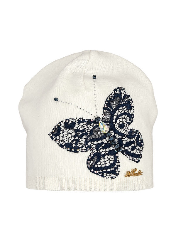 Шапка для девочки Веснянка, Миалт белый/темно-синий, весна-осень - Для девочек весна-осень