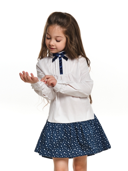 Платье для девочек Mini Maxi, модель 6545, цвет белый/мультиколор - Платья для девочек с длинным рукавом