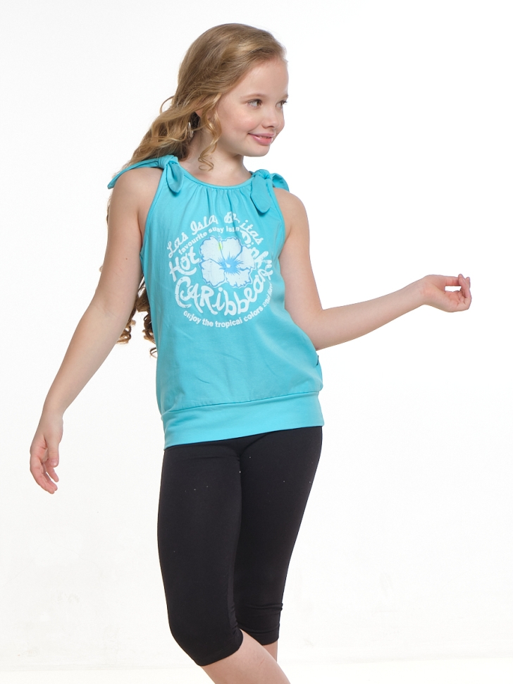 Футболка-топ для девочек Mini Maxi, модель 0359, цвет голубой/голубой - Майки и топы на лето