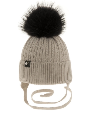 Шапка для мальчика Пончик, Миалт бежевый, зима