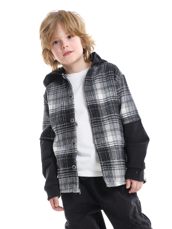 Рубашка для мальчиков Mini Maxi, модель 7873, цвет черный/белый - Рубашки с длинным рукавом