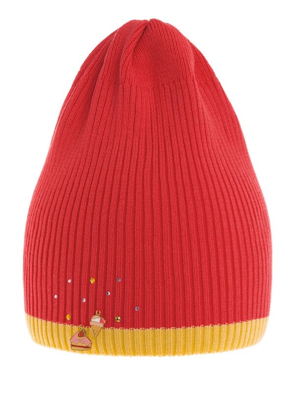 Шапка для девочки Тортик, Миалт красный, весна-осень - Для девочек весна-осень