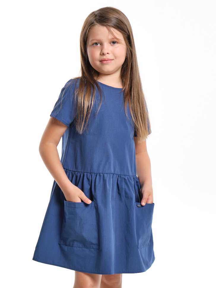 Платье для девочек Mini Maxi, модель 7917, цвет серый/синий - Платья для девочек с коротким рукавом