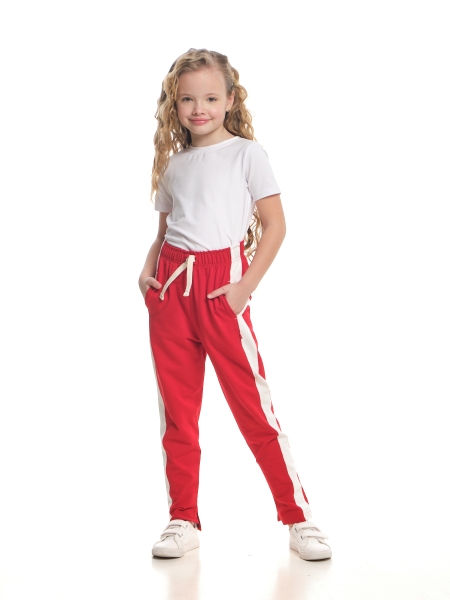 Джоггеры для девочек Mini Maxi, модель 7455, цвет красный - Брючки / джоггеры спортивные