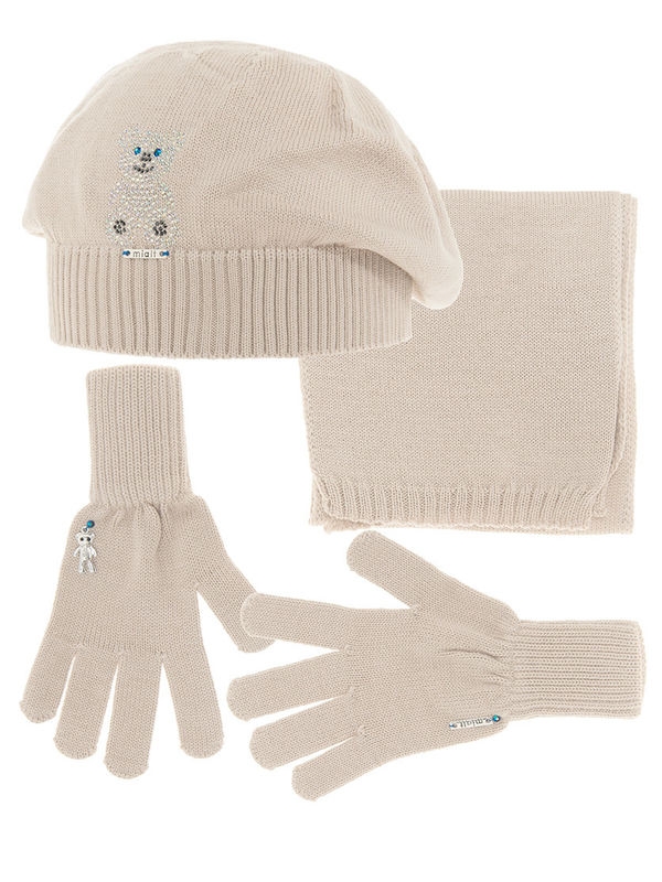 Комплект для девочки Мишель комплект, Миалт бежевый - Комплект: шапочки и шарф