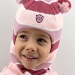 Шапка-шлем зима, скб лиловый+т.розовый+св.розовый помпон