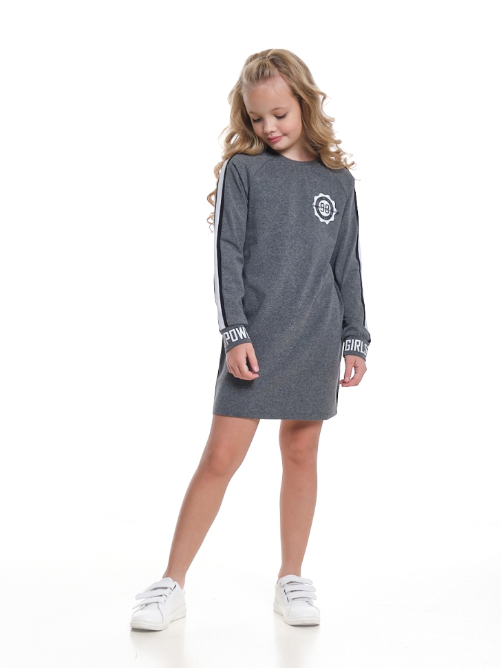 Платье для девочек Mini Maxi, модель 7420, цвет графит/меланж - Платья для девочек с длинным рукавом