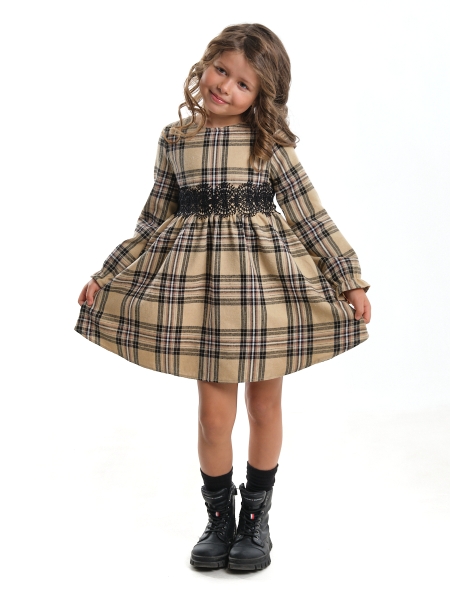 Платье для девочек Mini Maxi, модель 6830, цвет бежевый/черный - Платья для девочек с длинным рукавом