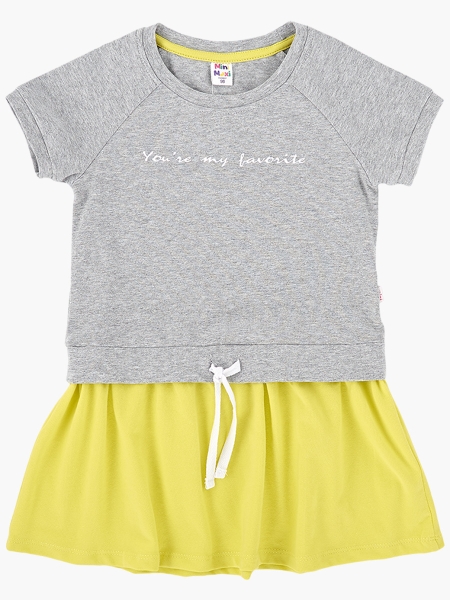 Платье для девочек Mini Maxi, модель 6392, цвет серый/неон - Платья для девочек с коротким рукавом