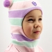 Шапка-шлем зима, скб ментол+св.розовый+св.лиловый помпон