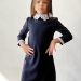 Платье для девочки школьное БУШОН SK2410, цвет темно-синий