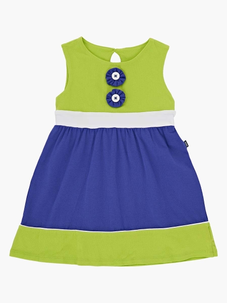 Платье для девочек Mini Maxi, модель 3165, цвет салатовый/синий - Платья для девочек с коротким рукавом
