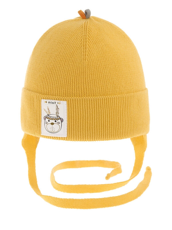 Шапка для мальчика Индеец, Миалт горчичный, весна-осень - Шапки весна-осень